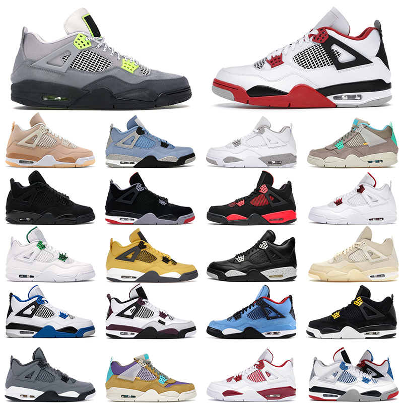 

mens womens Basketball shoes 4s jumpman Oreo Neon Alternate Black Gum Green Glow Thunder Rasta Brown Purple Starfish Noir men women trainer, 11