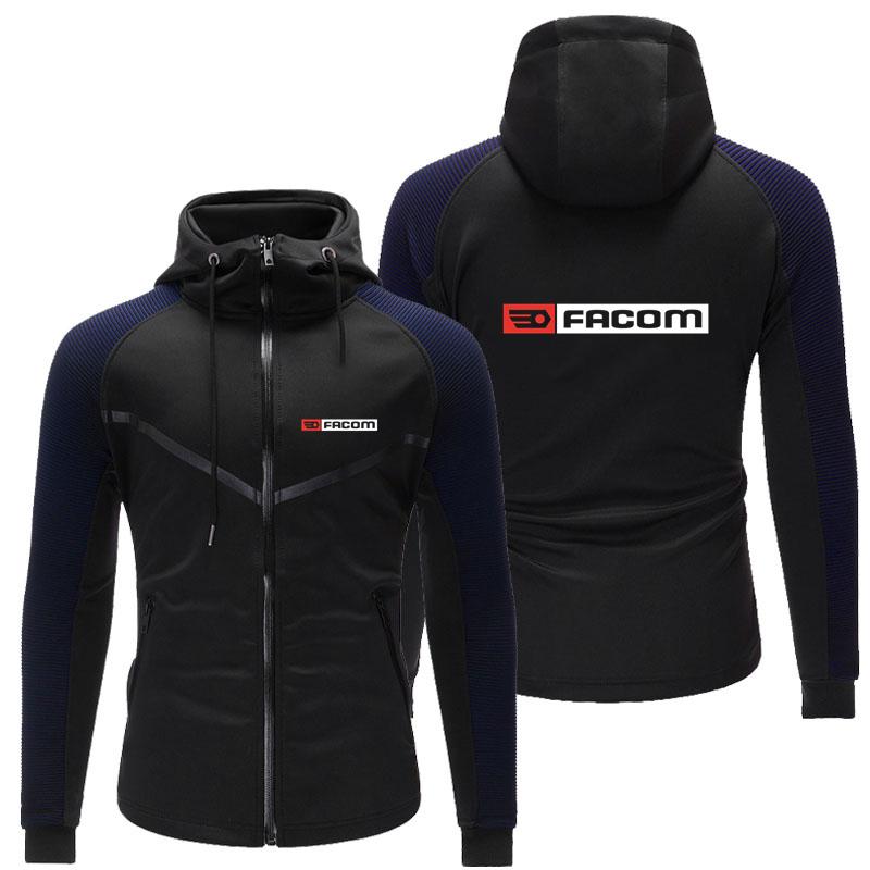 

Men's Hoodies & Sweatshirts Spring FACOM Logo Print Customizable Spliced Racing Suits Men Zipper Hoodie Jacket Cotton Pocket Casual Trend Ma, Black