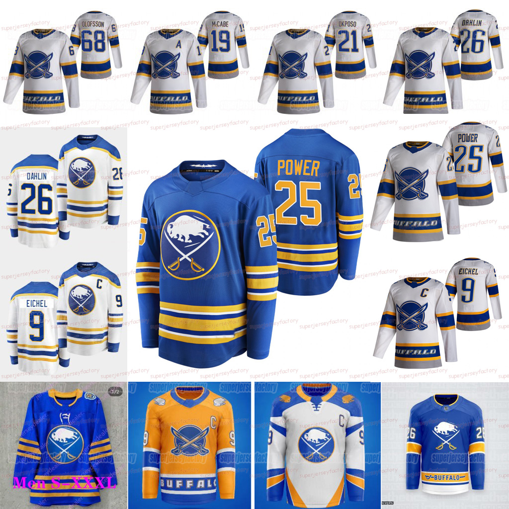 

25 Owen Power Buffalo Sabres 2021 jersey Jack Eichel Jeff Skinner Rasmus Dahlin Victor Olofsson Kyle Okposo Sam Reinhart Rasmus Asplund Jake, Men 2021 reverse retro