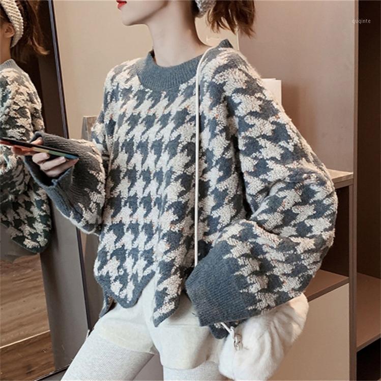 

Women's Sweaters 2021 Autumn And Winter Lazy Wind Irregular Head Sweater Short Thick Loose Ride Plus Size Clothes Korean Tops, Gray