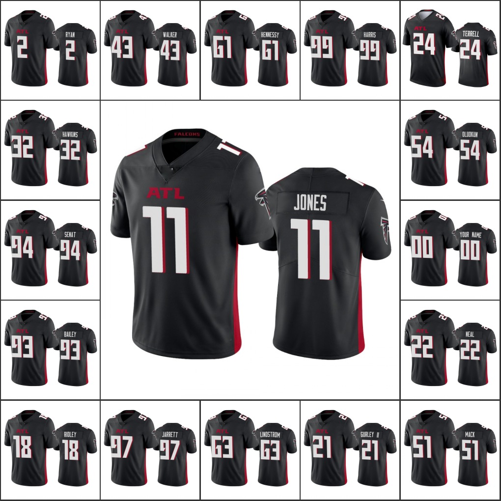 

Jersey Atlanta''Falcons''Men #11 Julio Jones 2 Matt Ryan 24 A.J. Terrell''NFL''Women Youth Black Custom Vapor Limited Jersey, 12
