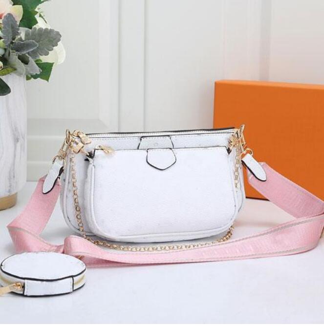 

New Favorite Women Genuine Leather bags Fashion Handbags Multi Pochette Accessoires Purses Flower Mini 3pcs 3 piece set Crossbody Shoulder Bag M44840, Opp