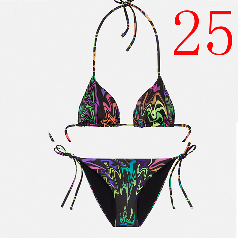 

25-31 Fashion Womens Bikini Swimsuit Suit SpasHG Textile Colorful Letter Printed Ladies Swimwear Travel Party Women Must Swimsuits