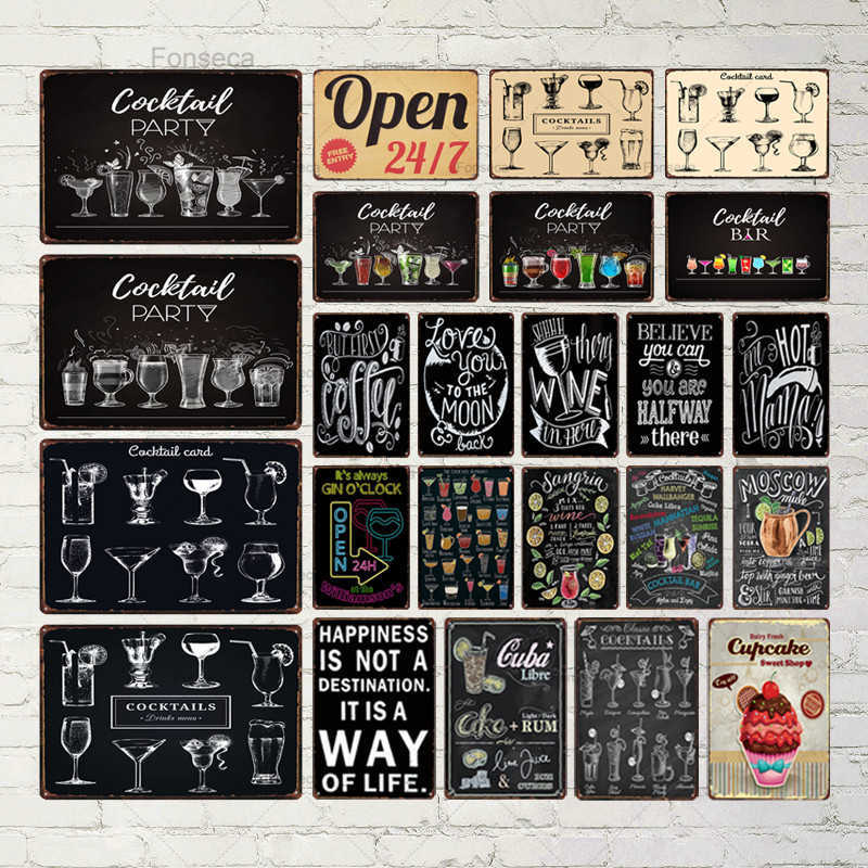 

Chalkboard Art Metal Sign Shabby Chic Cocktail Party Tin Wall Music Bar kitchen Shop Restaurant Decoration 30X20CMa
