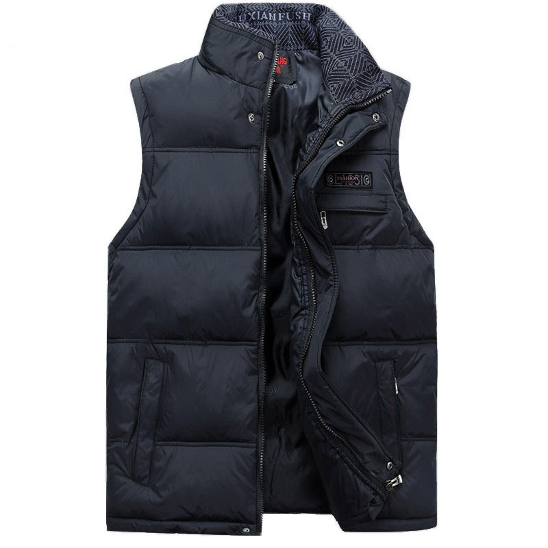 

Men Sleeveless Jacket China Winter Vest Male Casual Coats Cotton-Padded Men Warm High Collar Vest Pographer Men Waistcoat Red 210518, Navy blue