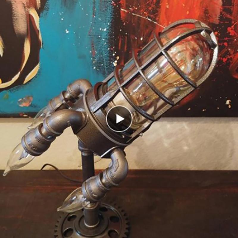 

Night Lights Retro Steampunk Rocket Lamp Early Father's Day Festival LED Table Cool Light For Home Decoration US/UK/EU/AU Plug