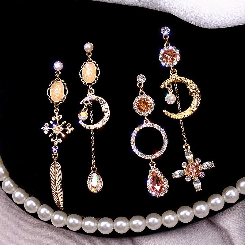 

Dangle & Chandelier Elegant Moon Earrings Bohemian Prevent Allergy Vintage Asymmetrical High Quality, Silver