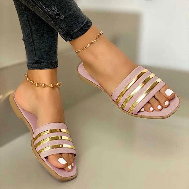 

Sandals Women Soft Leather Woven Slippers Casual Flat Heel Beach Shoes Slip On Woman Outdoor Muter Flip Flops 2021
