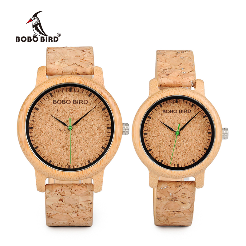 

BOBO BIRD Lovers Watches Wooden Timepieces Handmade Cork Strap Bamboo Women Watch Luxury in Box Custom Logo Drop Shippingg, Men
