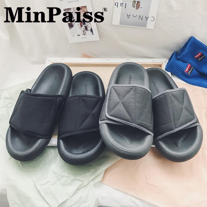 

Sandals Men's Family Foam - MINPAISS Mens Shoes Outside Couple Fashion Stars With Fat Bread, Thick Bottom, Beach Cool, Black