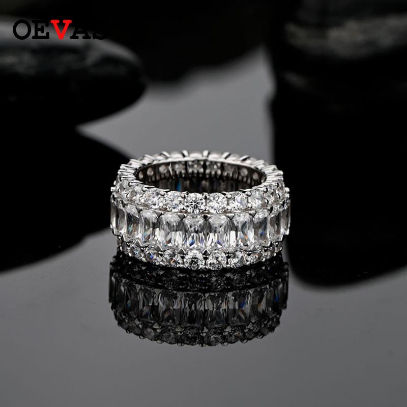 

Cluster Rings OEVAS 100% 925 Sterling Silver Sparkling Gear Shape Full Diamonds Wedding Ring For Women Party Fine Jewely Anniversary Gift, Golden;silver