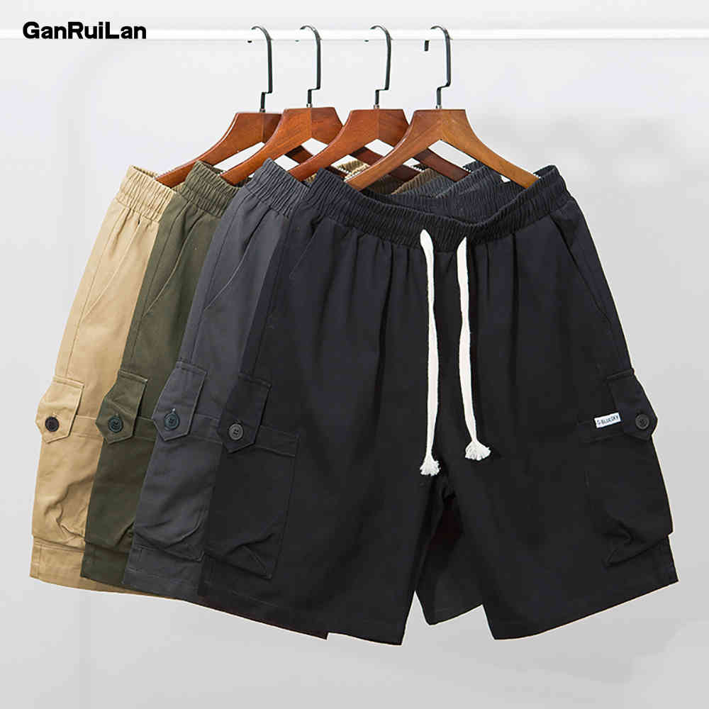 

Summer Camouflage Tactical Cargo Men's shorts Khaki Jogger Military Cargo Shorts Men Cotton Casual Loose Men Shorts B0895 210518, Khaki color
