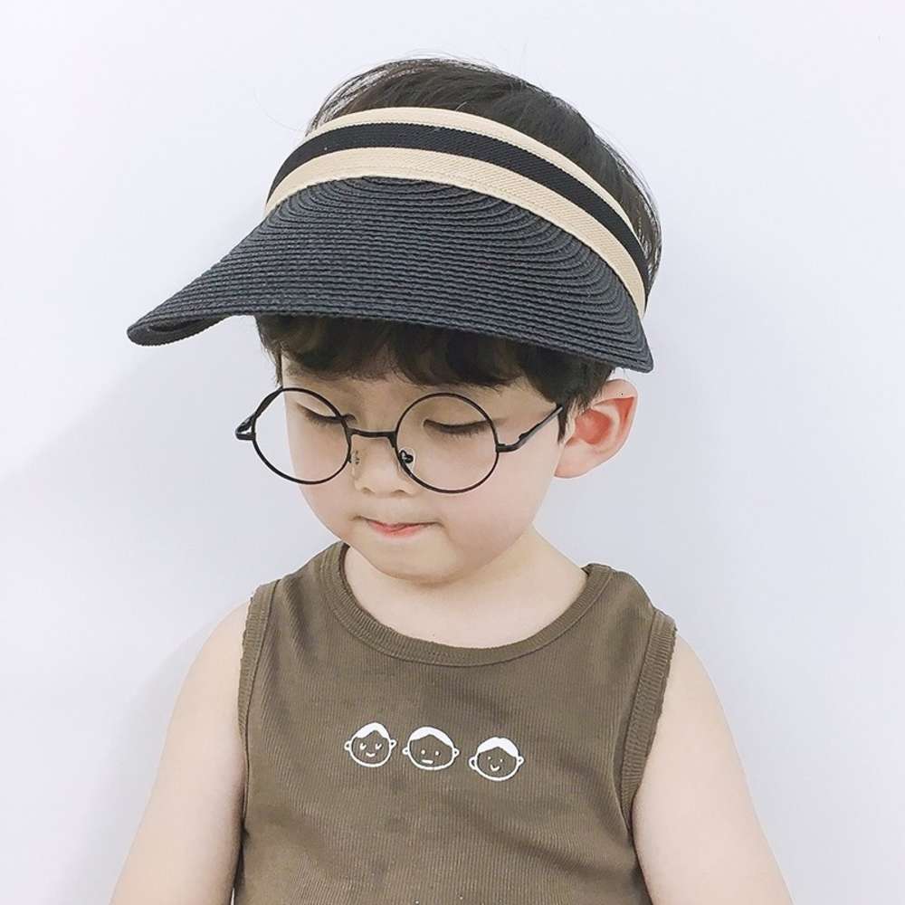 

Children's open top straw hat summer sun protection duck tongue brim beach Korean Big Brim Sun Hat tide, Yellow