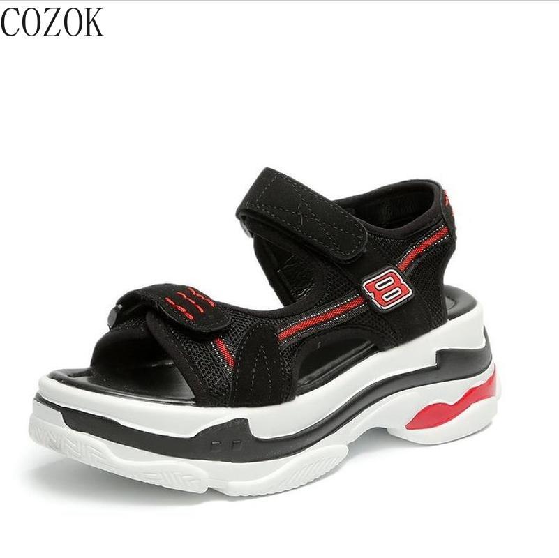 

Women's Sports Sandals Casual Fashion All-match Summer Shoes Platform Simple, Black