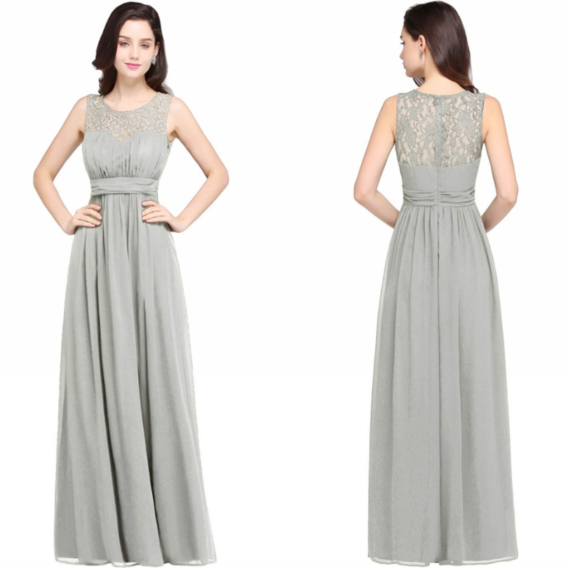 Stock 12H Ship Chiffon Lace Bridesmaid Dress Tank Sleeve Illusion Backless Wedding Evening Dress For Women Prom Dresses CPS614-image-739632724