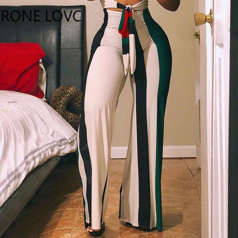 

2021women skinny striped colorblock lace up cutout bandeau jumpsuit summer romper jumpsuit, Black;white