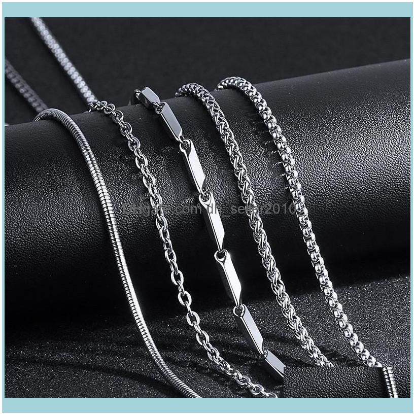 

Necklaces & Pendants Jewelryfashion Stainless Steel Chain Necklace Sier Color Snake Cuban Link Men Choker Cadena Hombre Female Aessories Cho