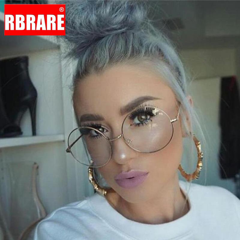 

Fashion Sunglasses Frames RBRARE Round Glasses Frame Women Metal Oversized Flat Light Clear Oculos Eyeglasses Gafas De Marca