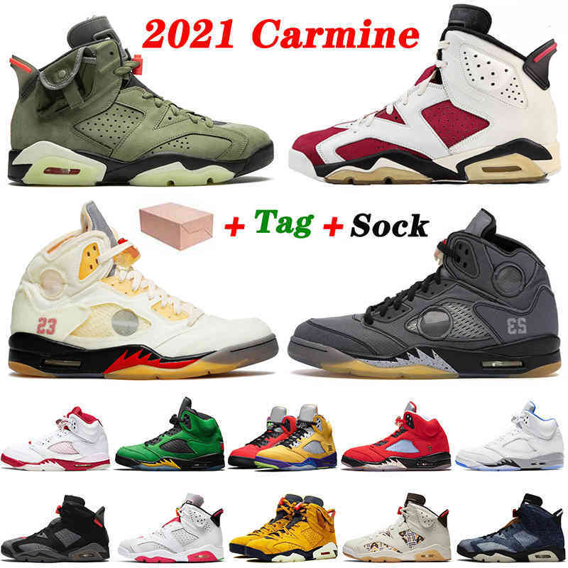 

WITH BOX 2021 Top Quality Basketball Shoes 5s 6s Mens Womens White Jumpman Sail Black Muslin Cactus Jack Carmine Off Trainers Sport Sneakers