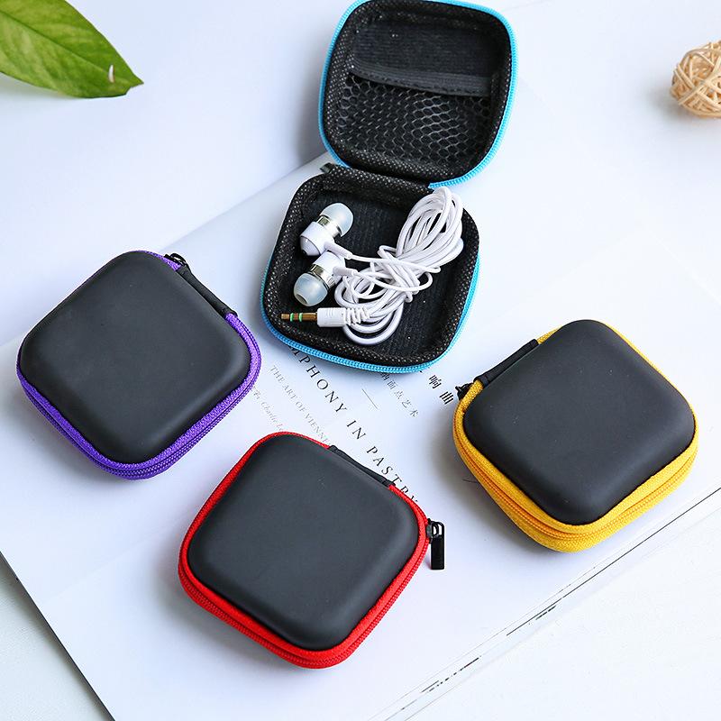 

Headphone Case PU Leather Earbuds Pouch Mini Zipper Earphone box Protective USB Cable Organizer Fidget Spinner Storage Bags, As pictures