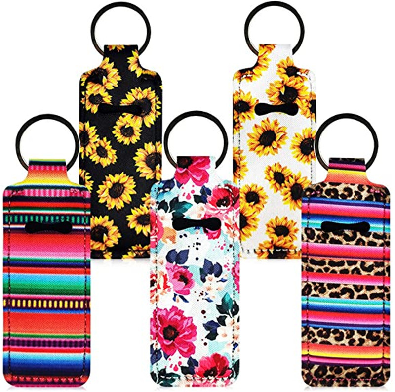 

Party FavorLip Gloss Holder Keychain Neoprene Chapstick Lip Balm Holder Rectangular Shape DH4955