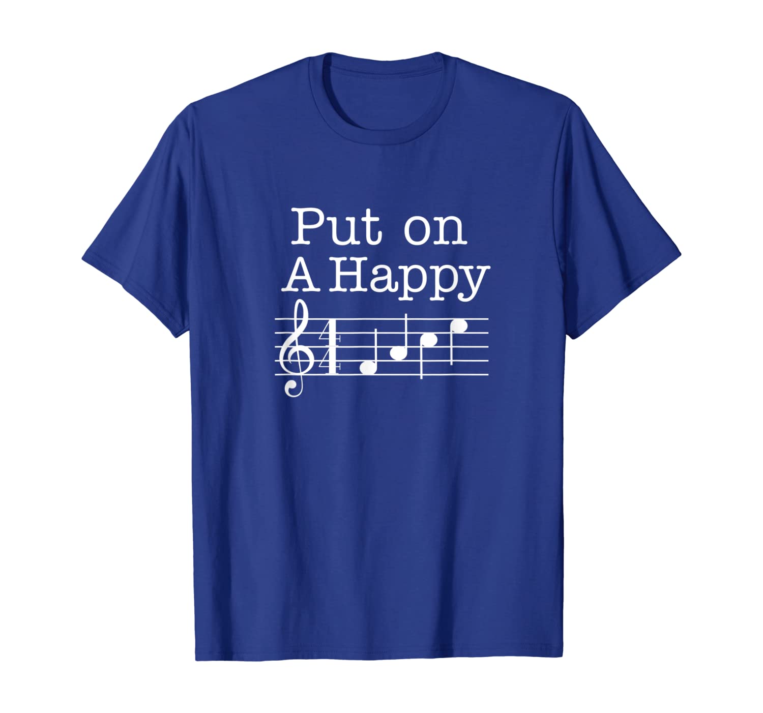 

Put on a Happy Face Music Shirt Funny Treble Clef T-Shirt, White;black