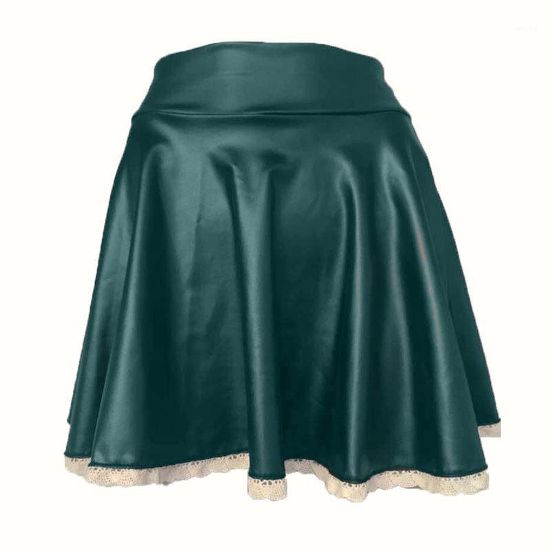 

Yoga Outfit Women's Short Skirt Lace Faux Leather Half Length 360° Swing And Comfortable, Black
