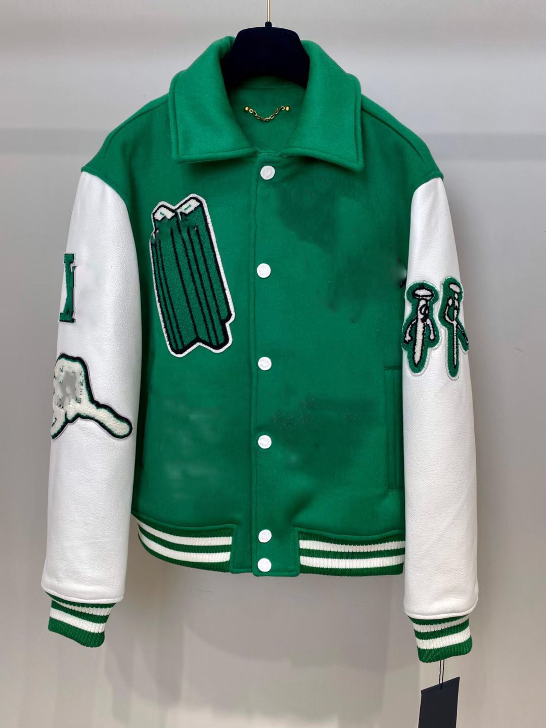 

2021 fw Designer autumn and Winter Show Mens Baseball Jacket Fashion Thick Basketball Active Casual Slim sportswear Men Coat Women' leather clothes, Green
