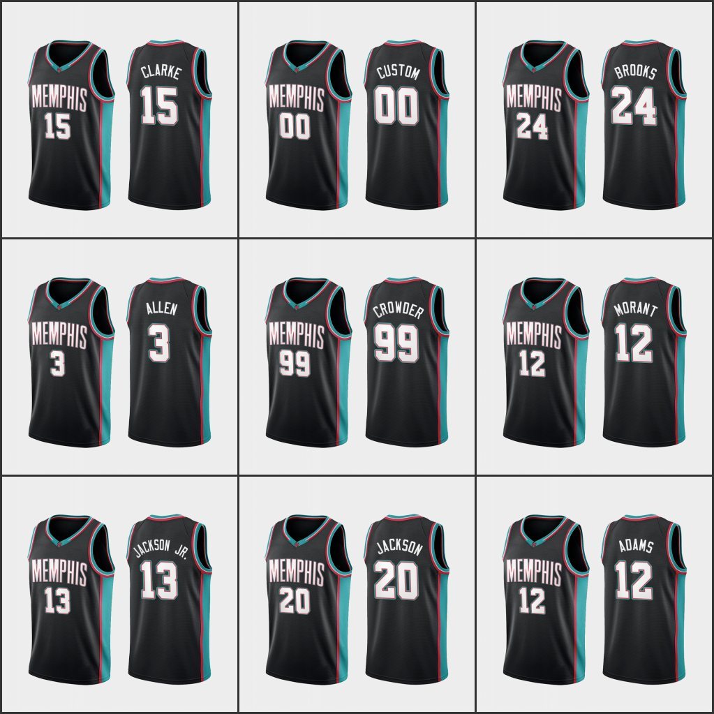 

Memphis's Grizzlies's Men Ja Morant Jae Crowder Brandon Clarke Jaren Jackson Jr. Grayson Allen Custom Black 20th Season Classic Jersey, Black;red