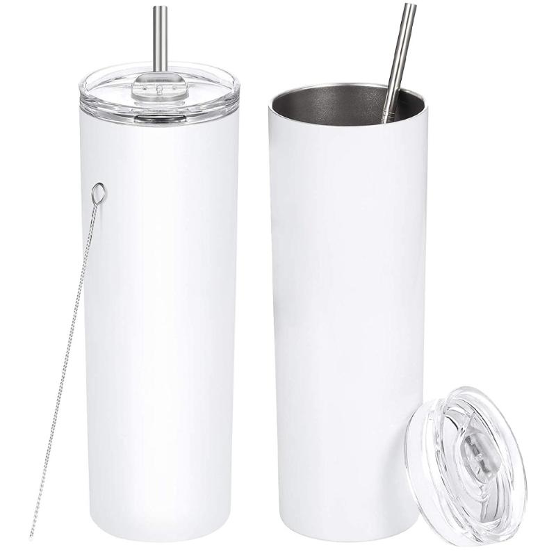 

water bottles 30 oz skinny stainless steel tumbler,double wall slim insulated tumbler with lid, cups straw, white