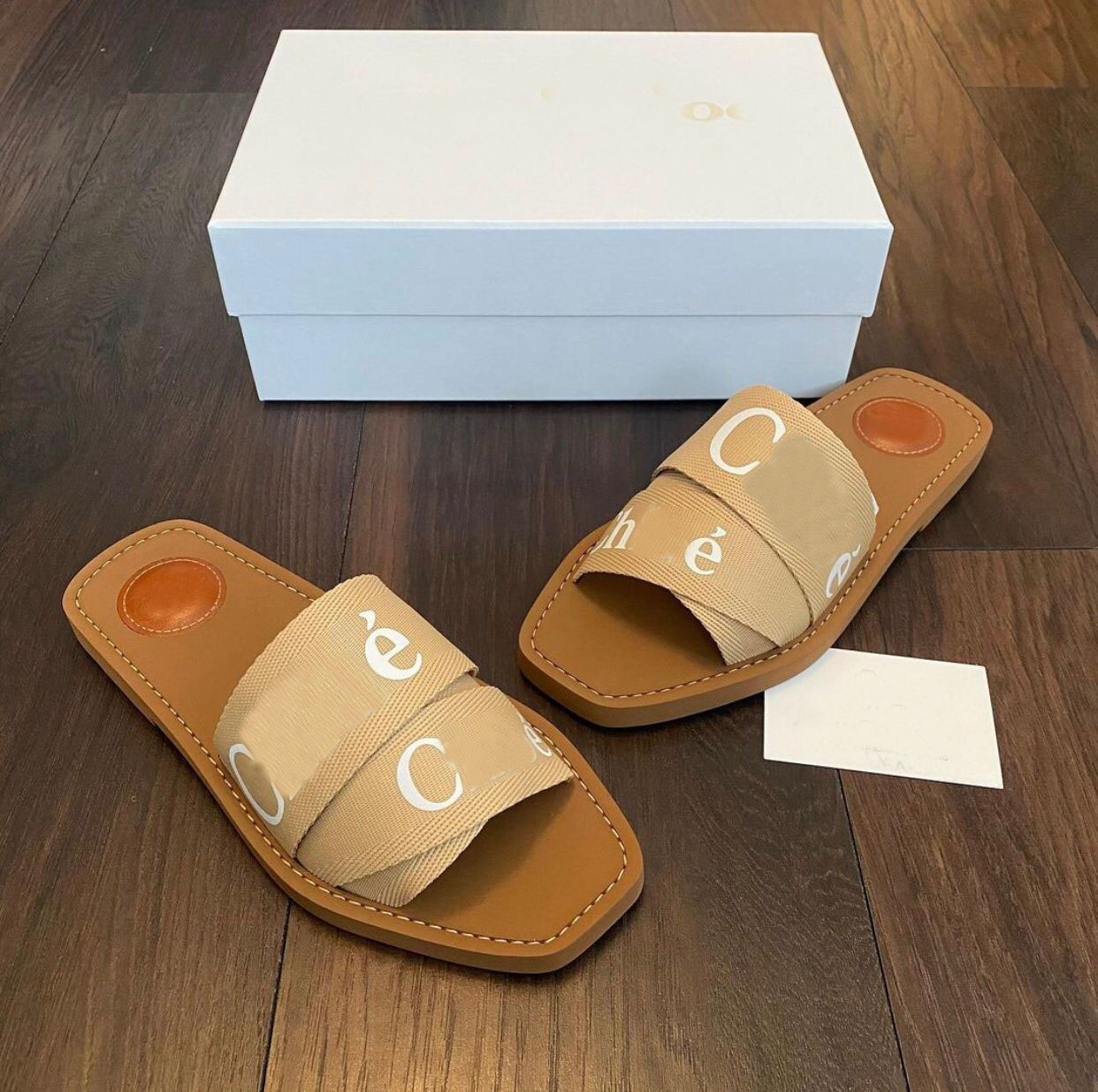 

Summer Women's Woody Sandals Flats!! Famous Mules Flat Slipper Lady Lettering Fabric Canvas Letter Cross Weave Outdoor Leather Sole Slide, Black