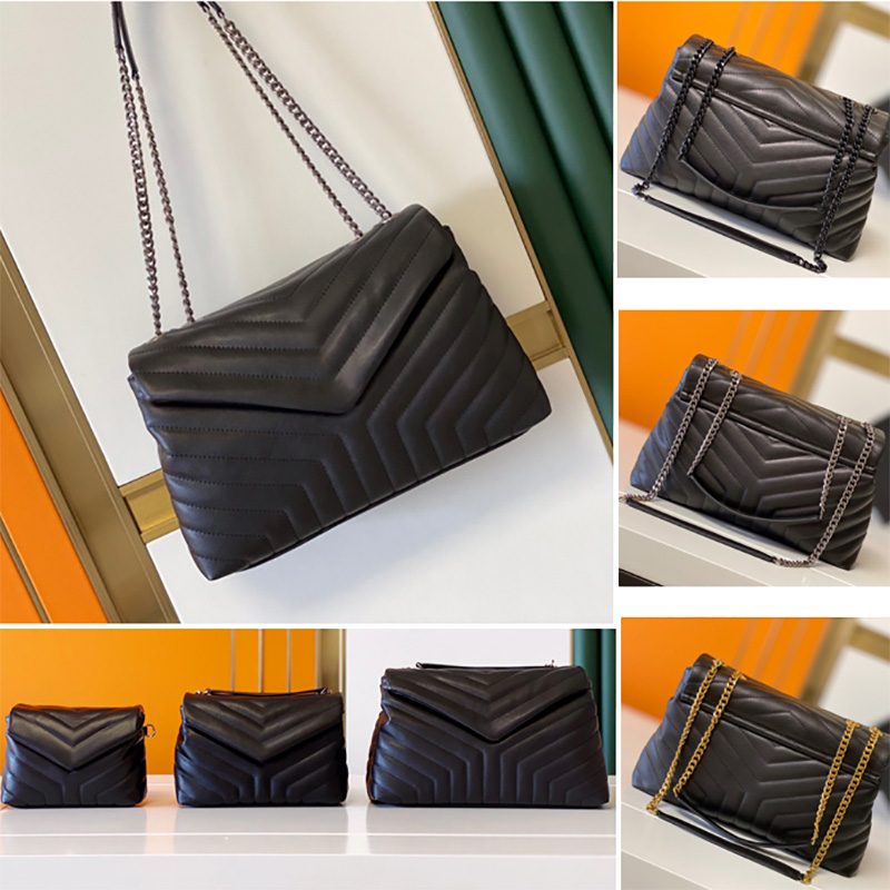 

Classic LOULOU bag handbags luxury designes women real leather chain shoulder bags Lady Clutch handbag high quality quilted messenger Shopping Totes Purse, Grey-silver hardware