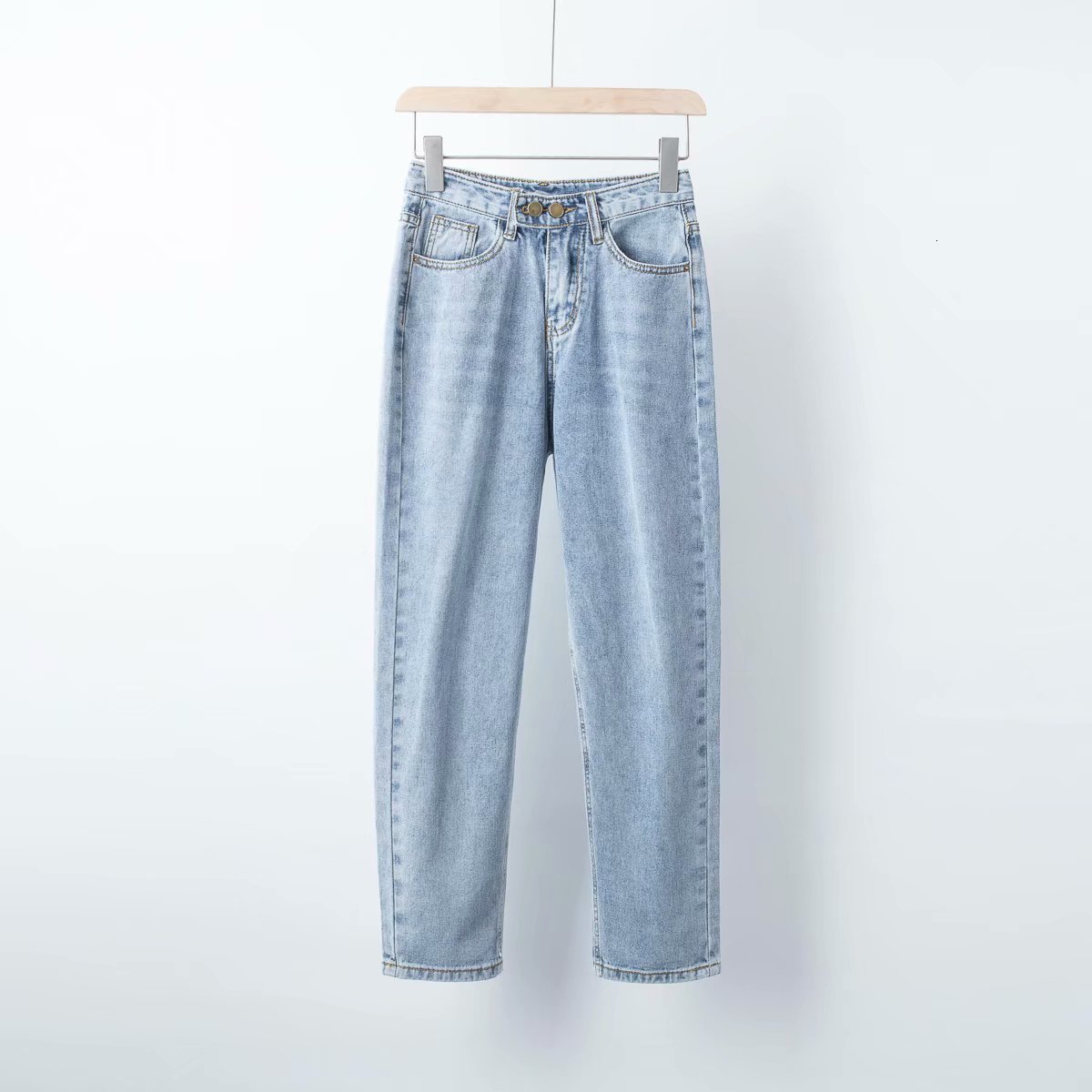 

jeans f2238-wind women's high waist two button slim for women in summer of 2021, Blue