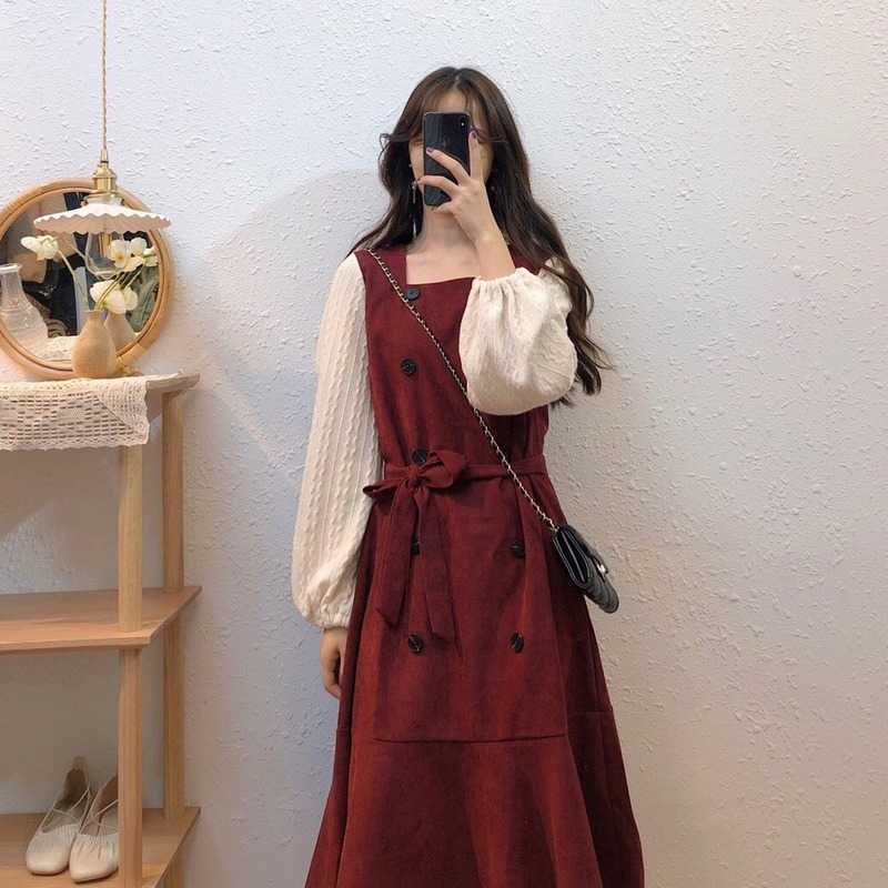 

French Retro Long Sleeve Maxi Dress Elegant Slim Women Designer Winter Fall Clothing Wedding Party Shirt 210604, Red
