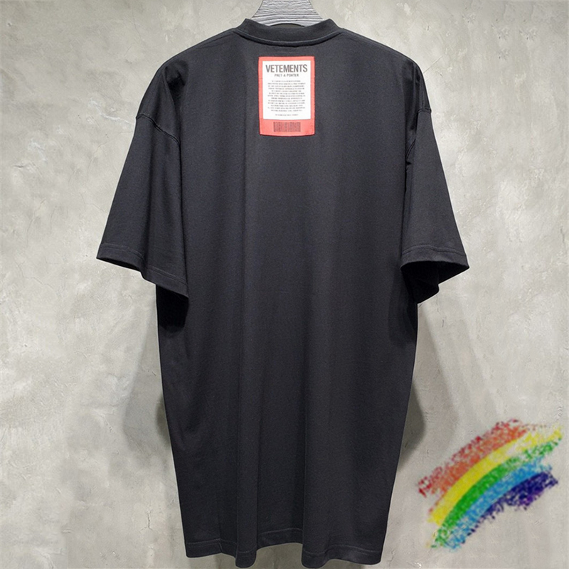 

2021ss Heavy Fabric VETEMENTS T-shirt 1:1 High Quality Oversize Top Tees Embroidered Tag T-shirts, White;black