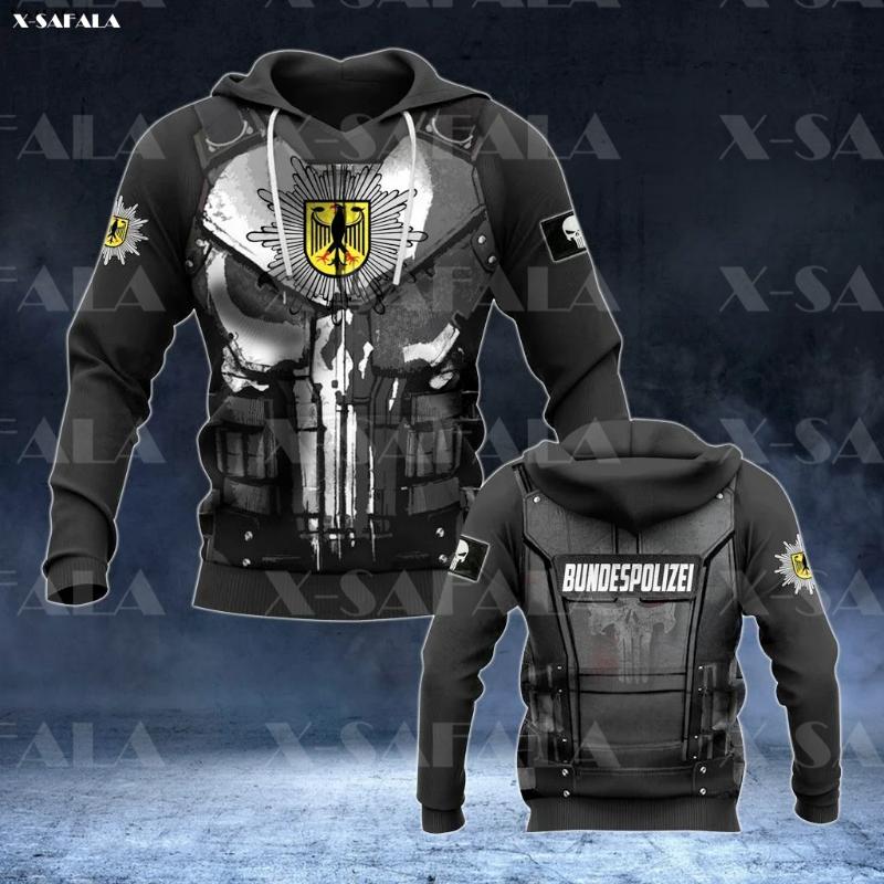 

Men's Hoodies & Sweatshirts Germany Skull Eagle Tattoo Printed Military Cloth Man Female Zipper Hoodie Pullover Sweatshirt Hooded Jer, Black