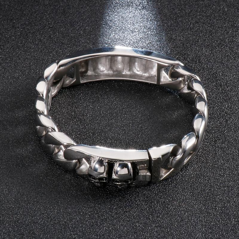 

Link, Chain Simple Skeleton Punk 316L Stainless Steel Silver Men's Bracelet And Special Boy Gift