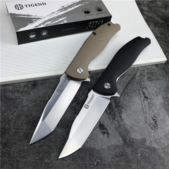 

New Cheap 2 Handle Colors Flipper Folding Knife 440C Satin Blade Fiber Nylon + Stainless Steel Sheets Handle Ball Bearing Knives