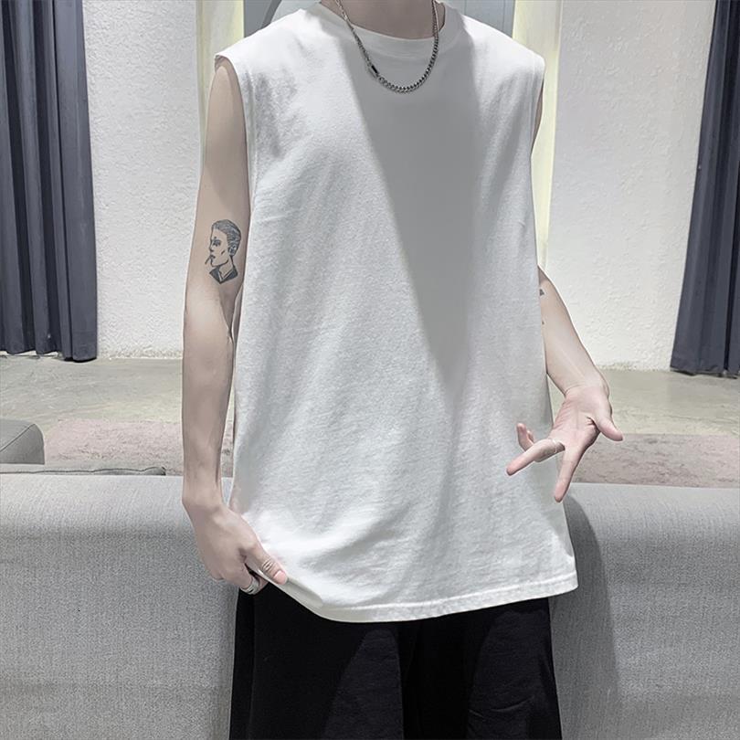 

oversized vest shirt men women summer super long male cotton plus size loose fit tank tee boy girl, White;black