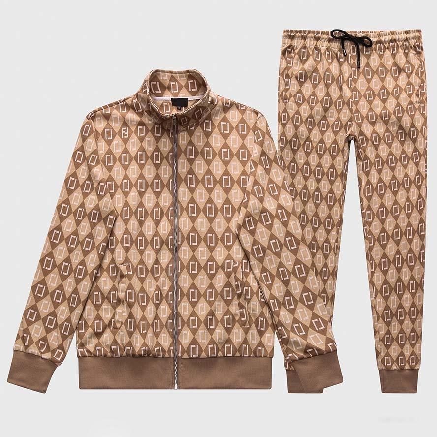 

2021 Autumn European goods new personalized simple jacquard round neck long sleeve sweater trousers two-piece men's suit tide