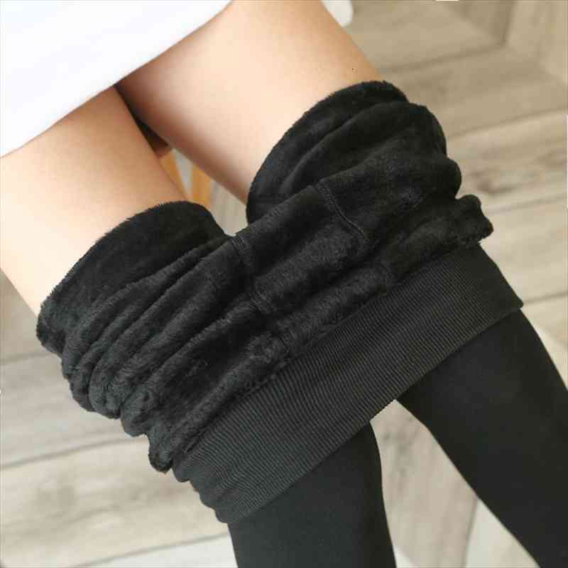 

bs16 330g womens winter leggings large size super elastic pants plus cashmere thick warm leggings women, Black