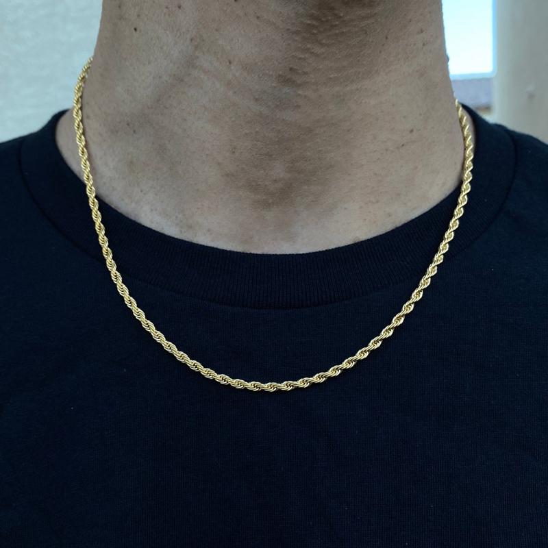 

Chains Fashion 3mm Width Rope Chain Men Necklace Temperament Stainless Steel For Women Jewelry Collar Hombres, Silver