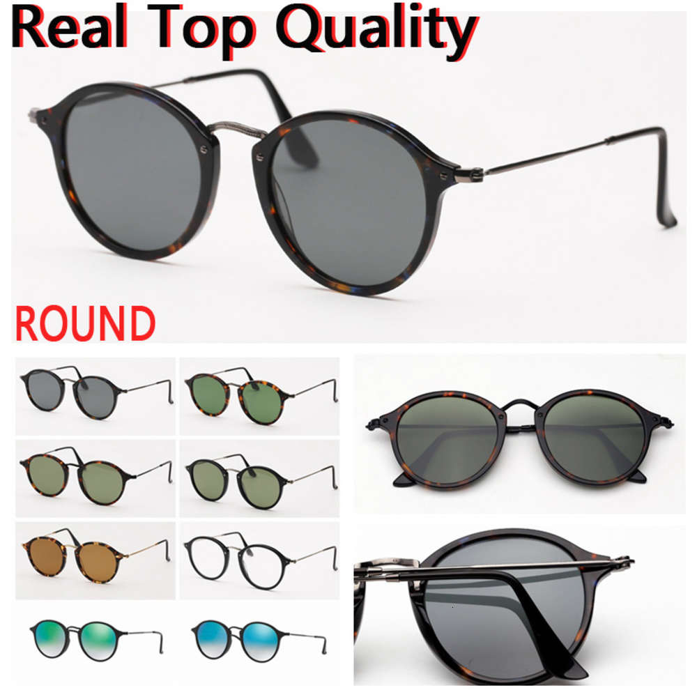 

Round Fleck For Women Mens Sunglasses Shades Real Glass Lenses UV400 With Leather Case Cloth And Retailing Packages Panda