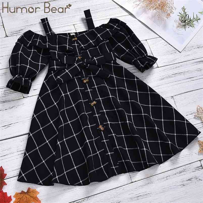 

Fashion Girls Dresses Cotton Woven Sling Short Sleeve Baby Girl Clothes Cute Princess Stylish Plaid Kids 210611, Black