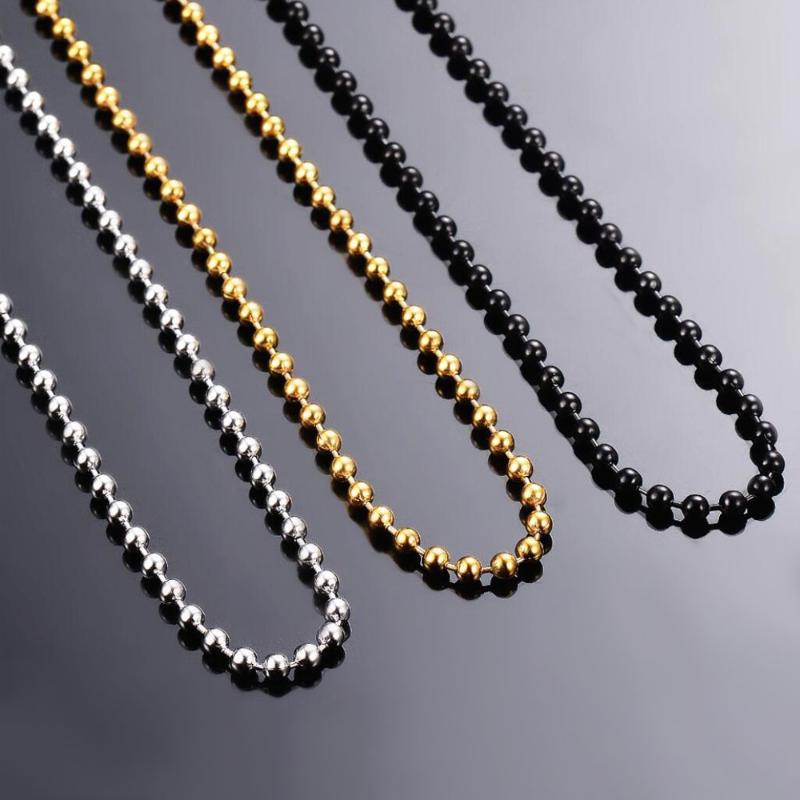 

Wholesale 2.4mm Stainless Steel Bulk Ball Bead Chain Gold Black Necklace For Pendant Jewelry Making Accessories Chokers