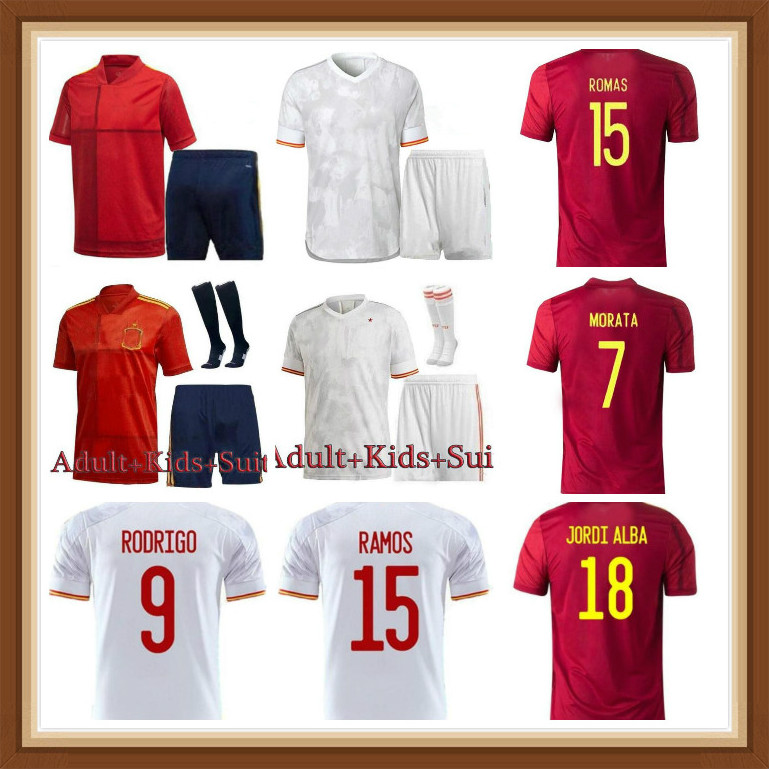 

2021 Spain soccer Jersey RAMOS PIQUE EspaÃ±a home football shirt 20 21 ASENSIO MORATA ISCO INIESTA away uniforms Men+kids, Black;yellow