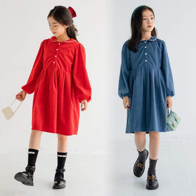 

Girl's Dresses Teen Girls Velvet Princess Dress 2021 Autumn And Winter Children Corduroy Clothing Baby Kids Elegant Party Dress, #6676, Red;yellow