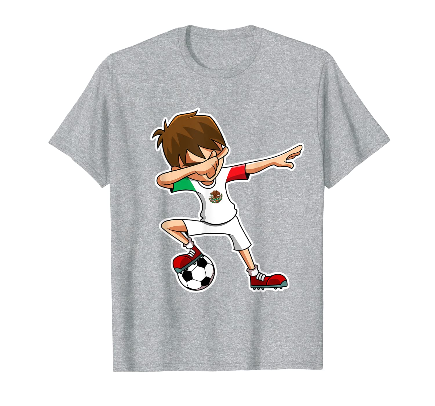 

Dabbing Soccer Boy Mexico Jersey Shirt Mexican Football Kids, White;black