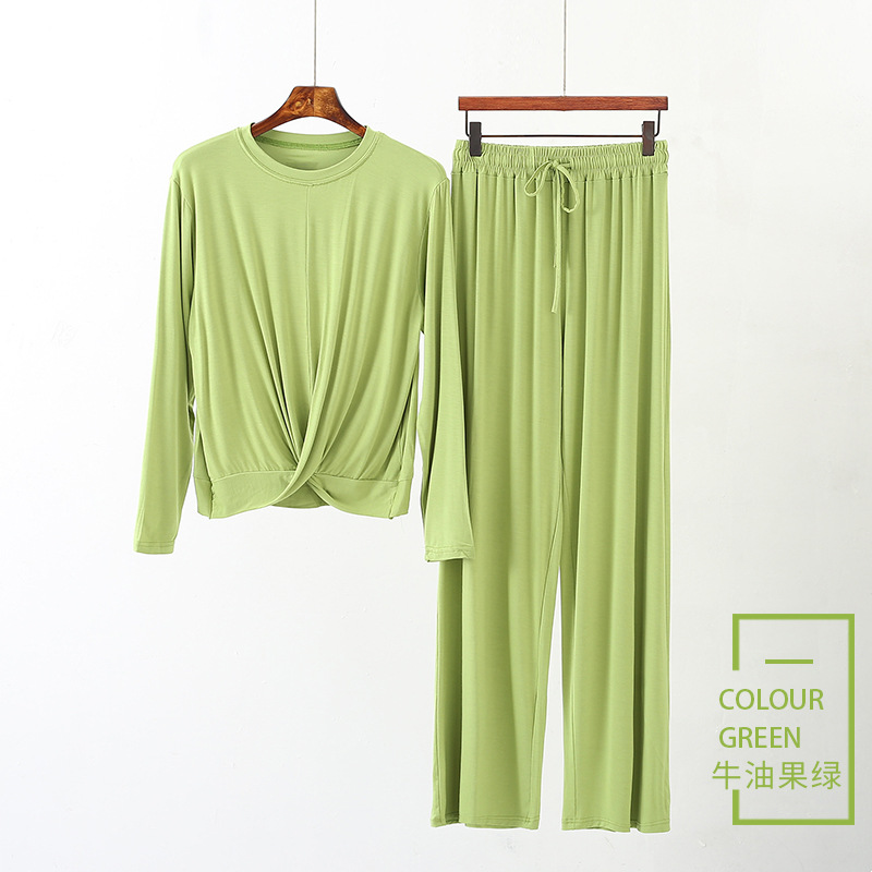 

Modal Pyjamas Women Sleep Wear Set Home Wide Leg Pants Suit Women Autumn Long Sleeve Pijama Adulto Feminino Plus Size M-XXLFree shipping by, Brick red