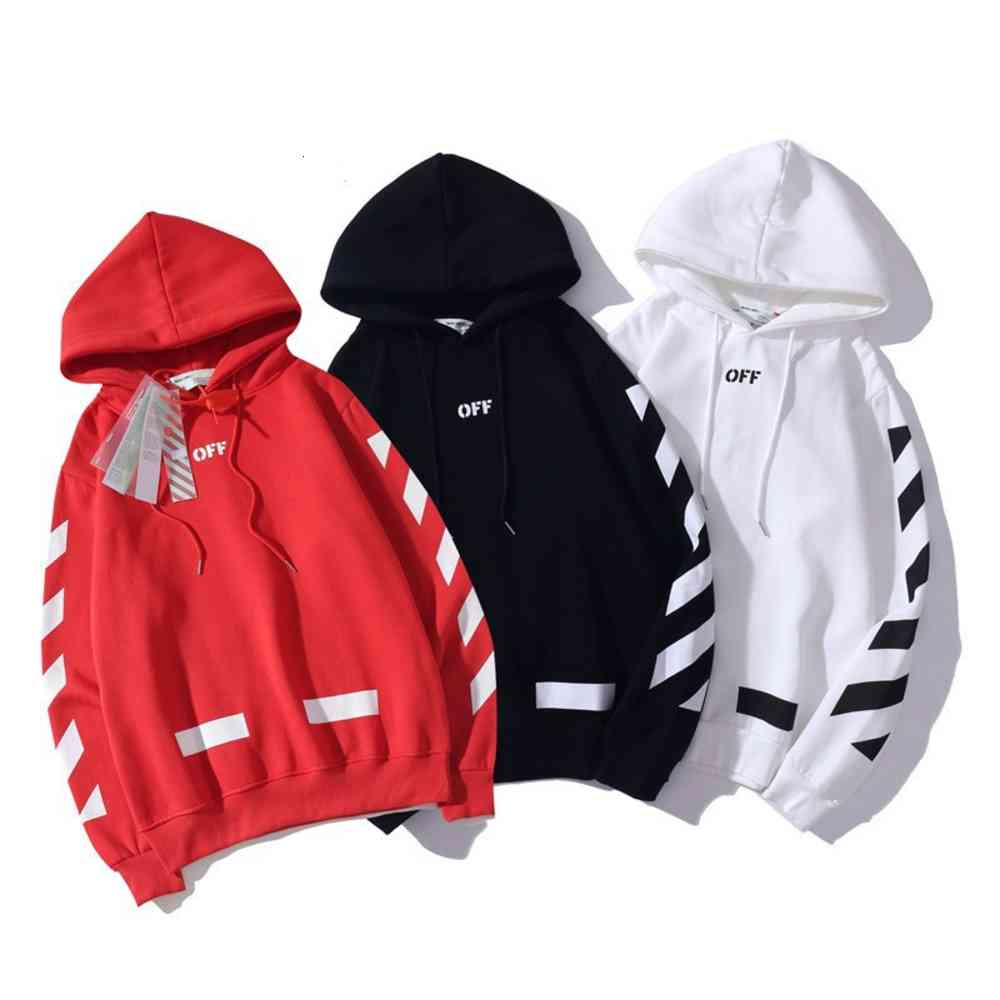 

Hoodie Off fashion classic sticker arrow loose hooded couple, White